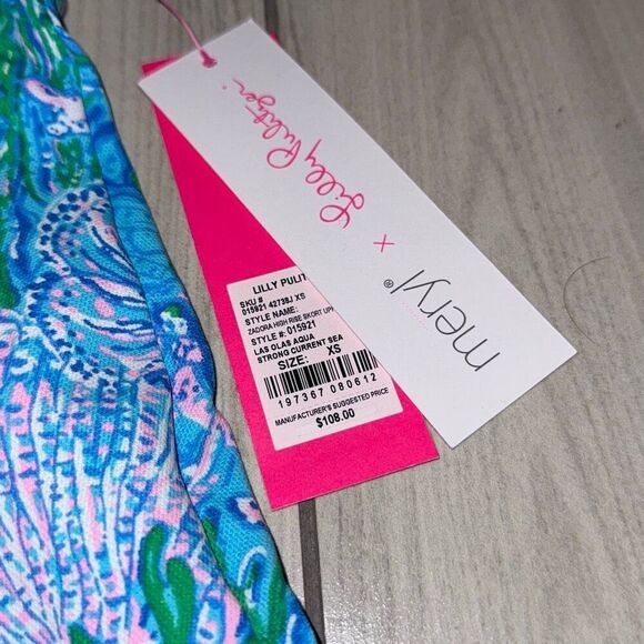 Lilly Pulitzer Zadora High‎ Rise Skort Las Olas Aqua Strong Current Sea XS - NWT - Picture 4 of 9